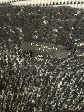 Ann Taylor Petite Black & White Bouclé Knit Cardigan